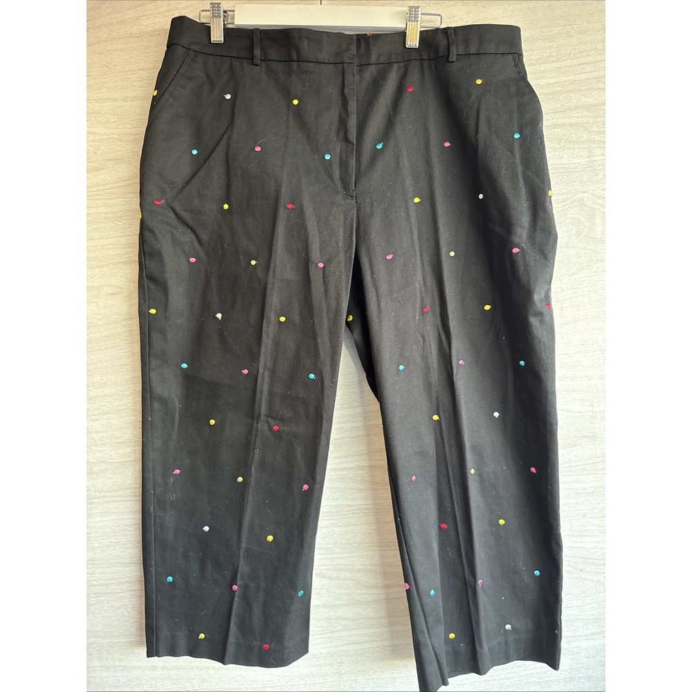 NWT JM Collection Capri Pants Black Rainbow Polka Dots Stretch Pockets Sz 18